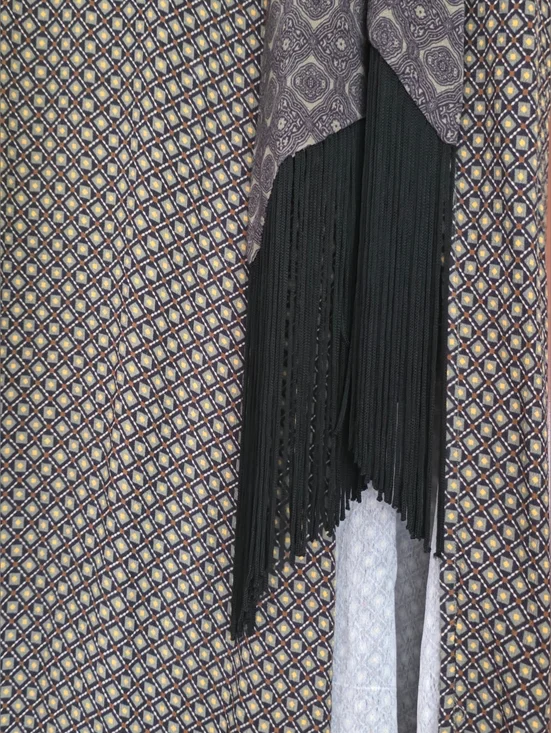 House of Harlow 1960 x Revolve Giorgia Skirt Geo Multi Sz Small Fringe Slit Boho - Picture 3 of 6